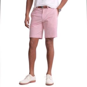 Men’s Polo Golf by Ralph Lauren Seersucker flat front pink & white Shorts Sz 30